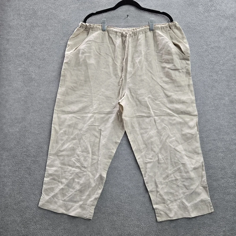 Dorman Men Pants L Brown Linen Ankle Wide Leg 22